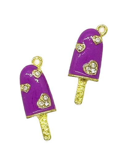 [12239] Dije helado strass metal gold lila x 1 un.