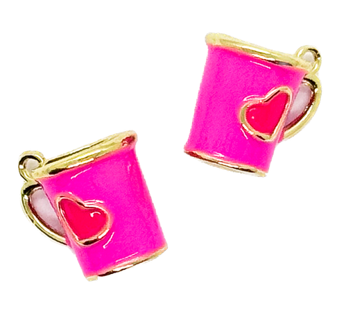 [12238] Dije metal gold taza corazón fucsia x 1 un.