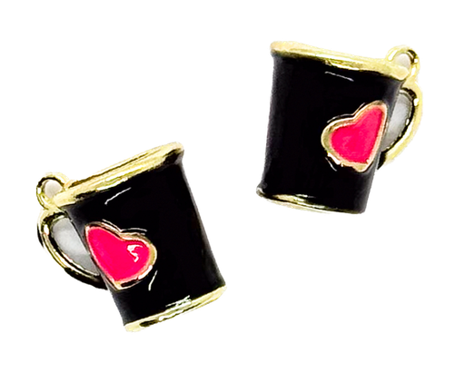 [12238] Dije metal gold taza corazón negra x 1 un.