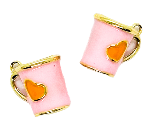 [12238] Dije metal gold taza corazón rosa x 1 un.
