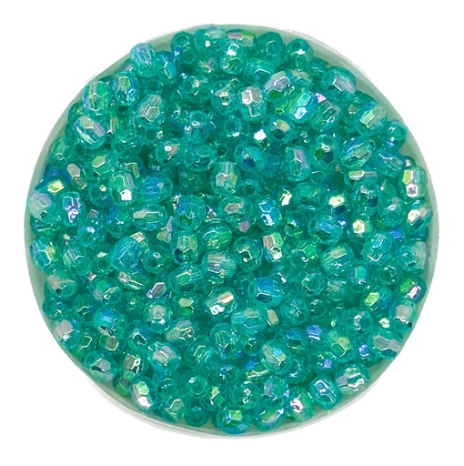 [10212] Perla transparente AB hex. turquesa 4mm x 10gr.