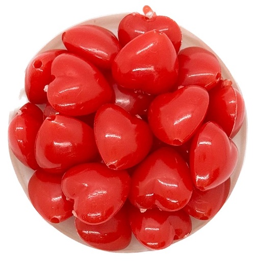 [10747] Plástico corazón pasante rojo 15mm x 10g