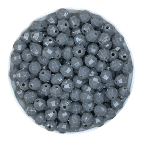[10297] Bolita acrílica facetada gris opaco 6mm x 10g