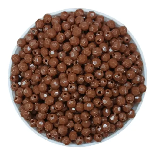 [10297] Bolita acrílica facetada marrón opaco 6mm x 10g