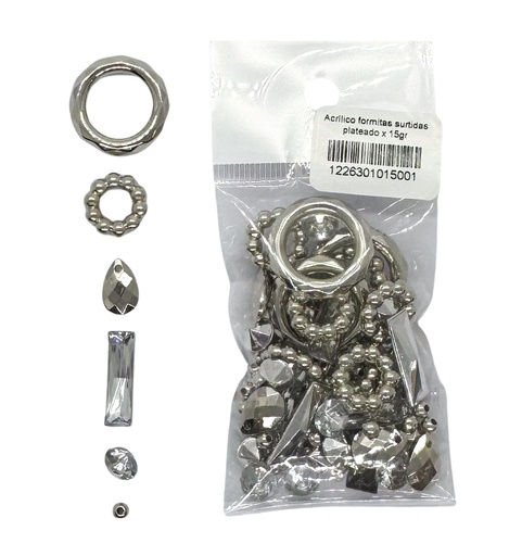 [12263] Acrílico mix formitas plateado x 15gr