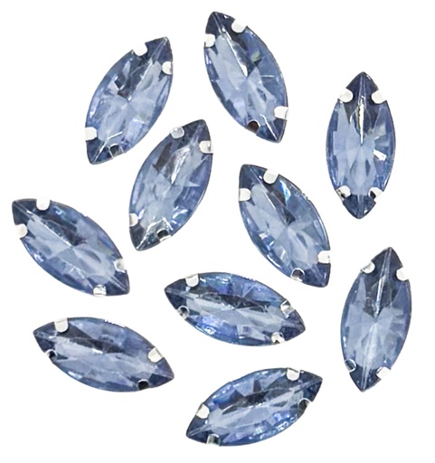 [10999] Gema engarzada navette celeste brillo 7x15mm x 10un.