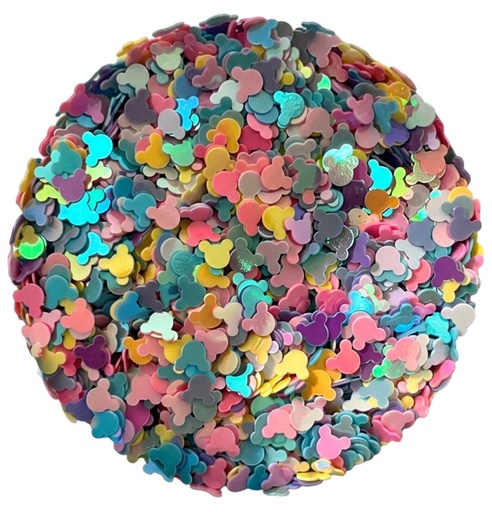 [11114] Mini lentejuela Mickey multicolor pastel x 10gr