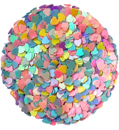 [11114] Mini lentejuela corazón chico multicolor pastel x 10gr