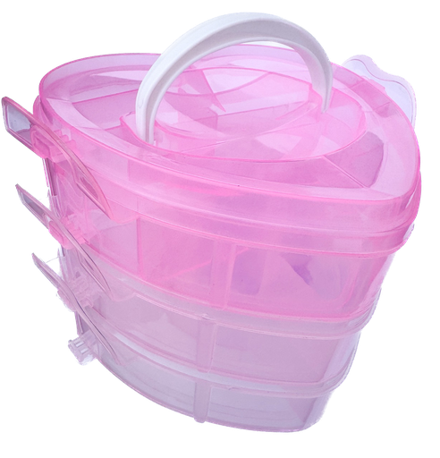 [11250] Cajita organizadora triple corazón rosa