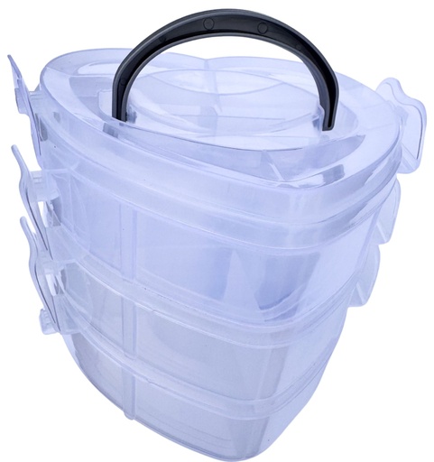 [11250] Caja organizadora triple corazón transp