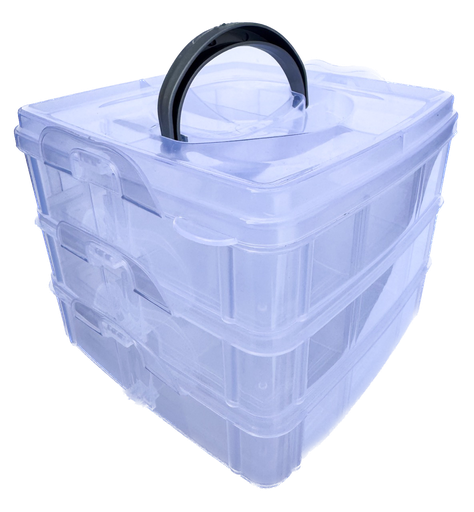 [11250] Cajita organizadora triple rect. 16x16x13cm transp.