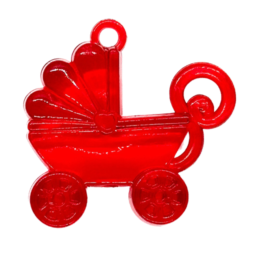 [10665] Dije acrílico cochecito bebé rojo x 2 un.