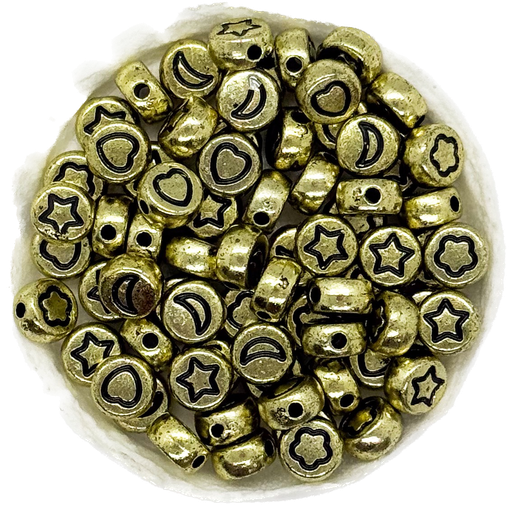 [10117] Plástico figuras surtidas plano 7mm dorado x 10gr