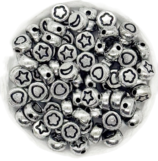[10117] Plástico figuras surtidas plano 7mm plateado x 10gr