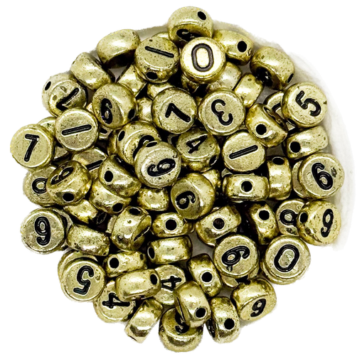 [11647] Plástico números plano 7mm dorado x 10 grs.