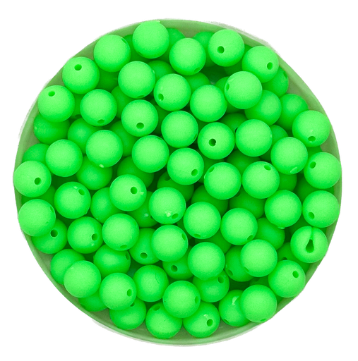 [11443] Bolita acrílico engomada verde flúor 6mm x 10g