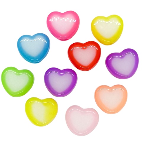 [11546] Acrílico translúcido bicolor corazón 13mm x 10 grs