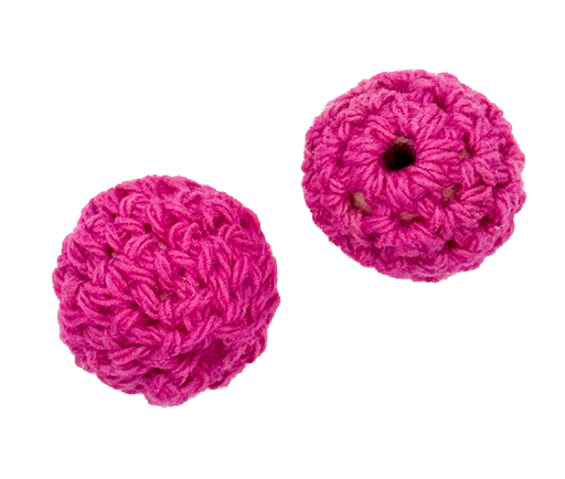 [12283] Bolitas 14mm tejidas crochet fucsia x 2 un 