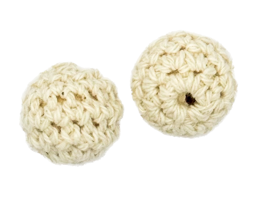 [12283] Bolitas 14mm tejidas crochet beige x 2 un  