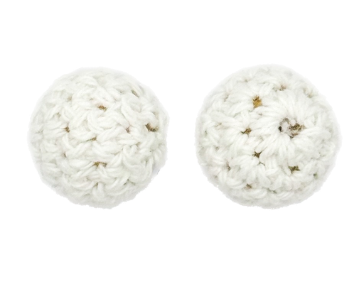 [12283] Bolitas 14mm tejidas crochet blanco x 2 un   