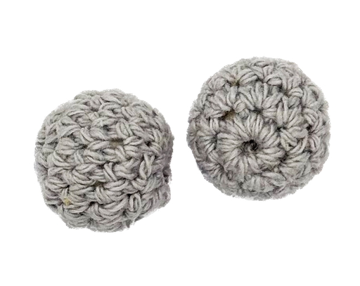 [12283] Bolitas 14mm tejidas crochet gris x 2 un   
