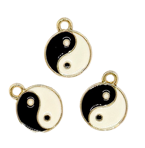 [E1002] Dije esmaltado gold yin yan x 1 un. 