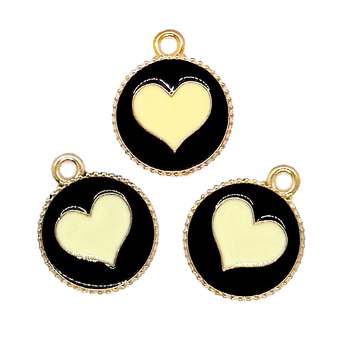 [E1003] Dije esmaltado gold corazón x 1 un.  