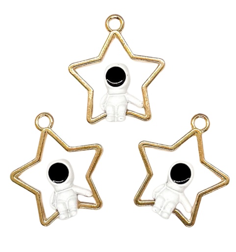 [E1009] Dije esmaltado gold estrella astro x 1 un.  