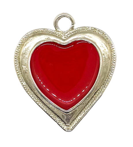[E31800] Dije esmaltado niquel corazón rojo gr x 1un.  