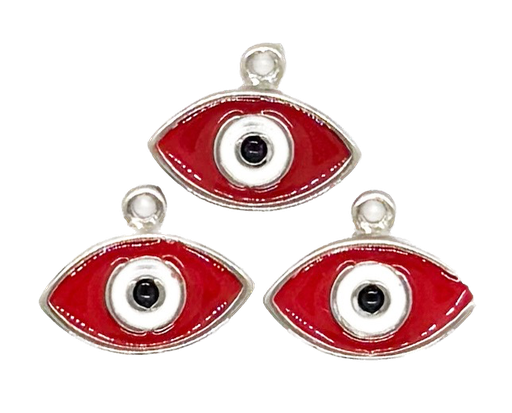 [E50200] Dije esmaltado niquel ojo turco rojo x 1un. 