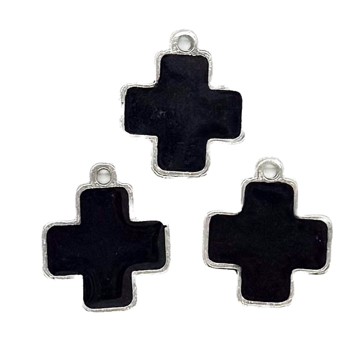 [E40360] Dije esmaltado niquel cruz negra x 1un.  