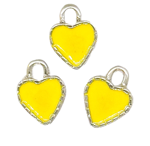 [E30200] Dije esmaltado niquel corazón amarillo x 1un.   