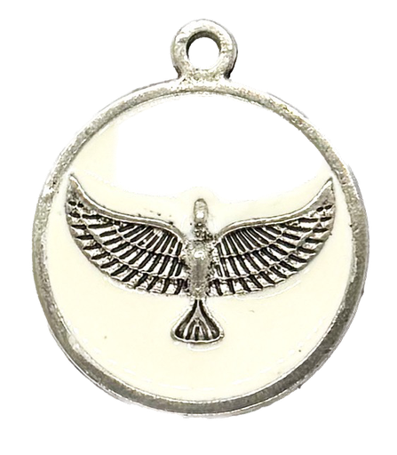 [E51200] Dije esmaltado niquel medalla águila blanco x 1un.  