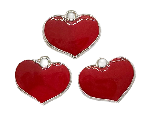 [E40360] Dije esmaltado niquel corazón rojo ch x 1un.   