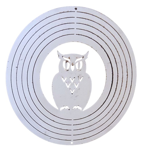 [12225] Mandala viento acero inoxidable buho 10cm 