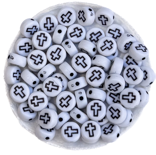 [10901] Plástico Cruz plano 7mm blanca c/negro x 10gr