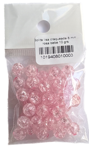[10194] Bolita lisa craquelada 8 mm rosa bebe 10 grs 