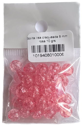 [10194] Bolita lisa craquelada 8 mm rosa 10 grs  