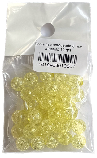[10194] Bolita lisa craquelada 8 mm amarillo 10 grs   