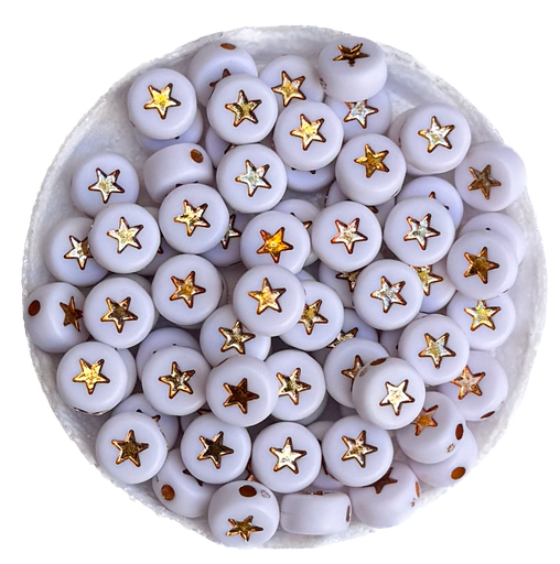 [11681] Pástico Estrella plano 7mm blanca c/dorado x 10 gr.  