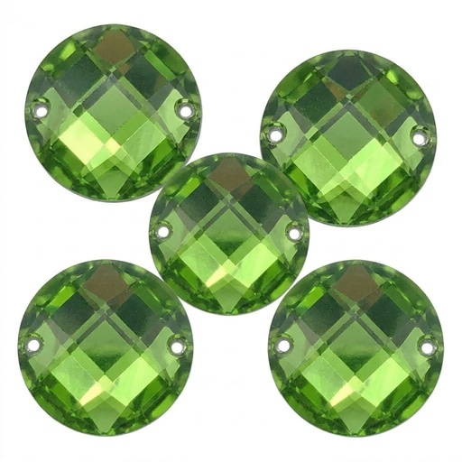 [10925] Gema acrílica redonda 20mm verde manzana x 25 un. 