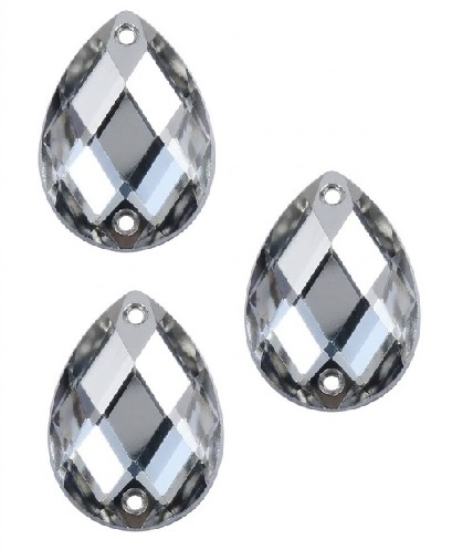 [10952] Gema acrílica gota 13x18mm plateada x 25 un. 