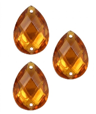 [10952] Gema acrílica gota 13x18mm dorado x 25 un.