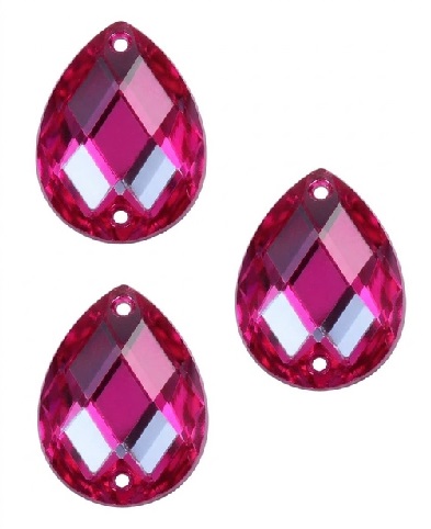 [10952] Gema acrílica gota 13x18mm fucsia x 25 un.