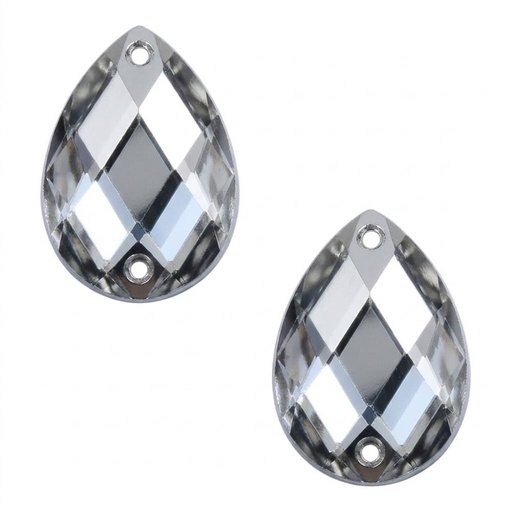 [10843] Gema acrílica gota 10x14mm plateada x 100 un.