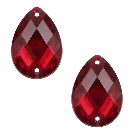 [10843] Gema acrílica gota 10x14mm roja x 100 un 