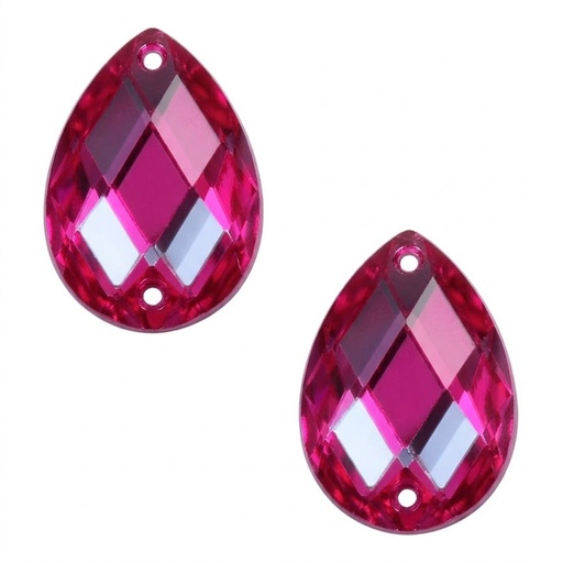 [10843] Gema acrílica gota 10x14mm fucsia x 100 un.  