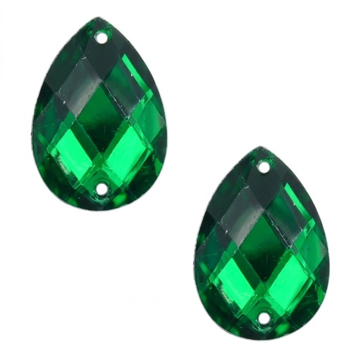 [10843] Gema acrílica gota 10x14mm verde x 100 un.      