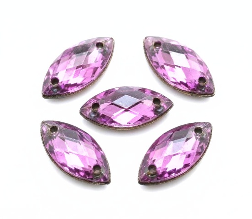 [10878] Gema acrílica elíptica 20x40mm rosa x 10 un. 
