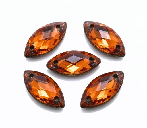 [10878] Gema acrílica elíptica 20x40mm naranja x 10 un.  